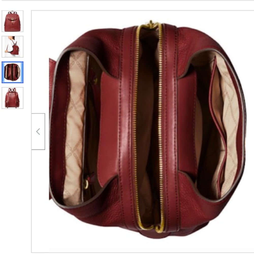 Michael Kors Raven Leather Backpack Brandy/Gold Preloved - Picture 4 of 12